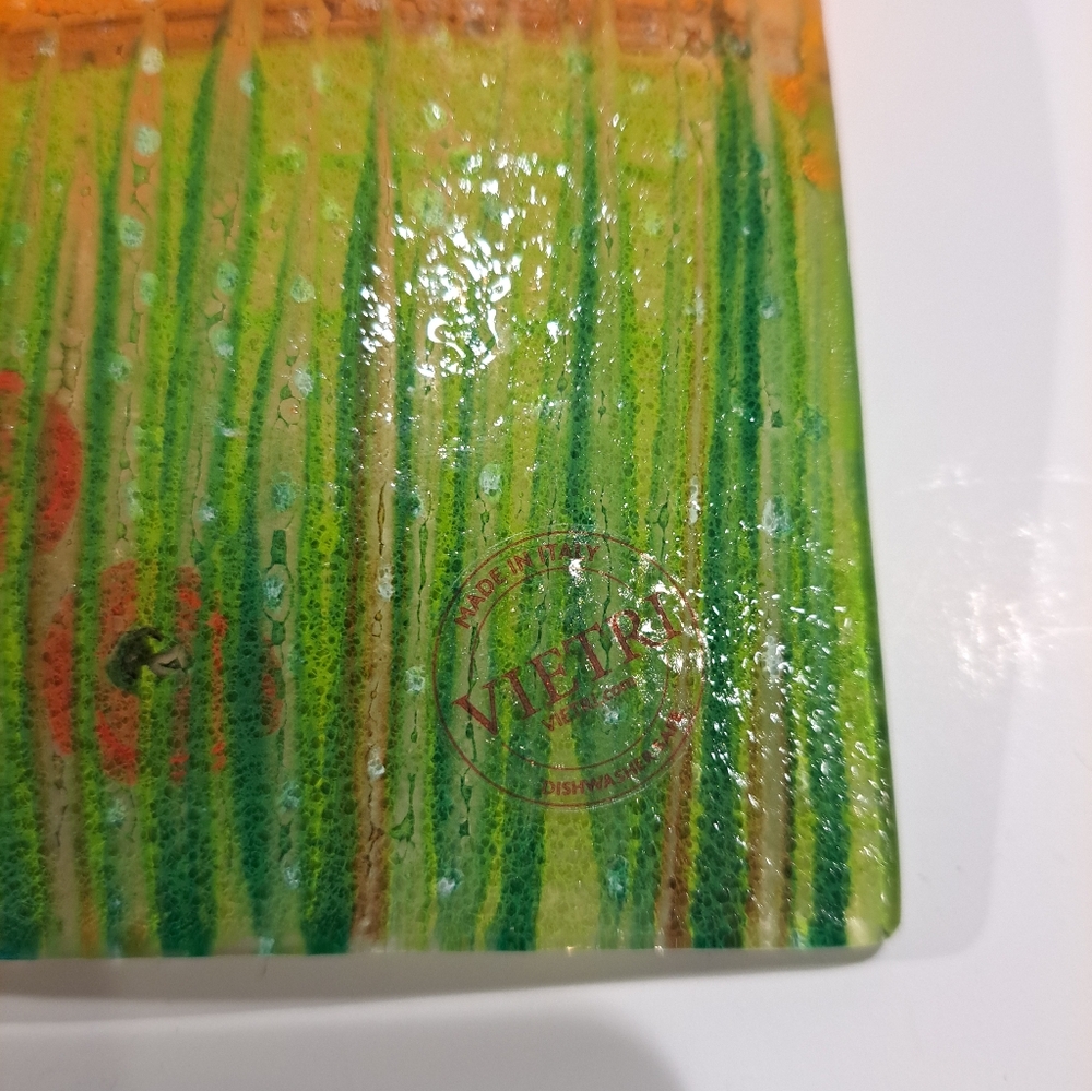 2 Vietri Italy Fused Glass Winding River & Poppy Trinket Dishes - Picture 5 of 7